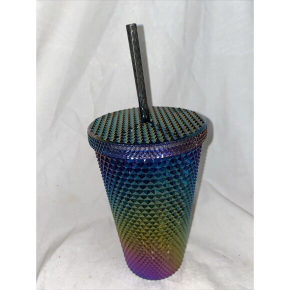 Starbucks Fall 2023 Black PVD Metallic Bling Studded Grande Cup New Lmtd Rnbw - Picture 4 of 6